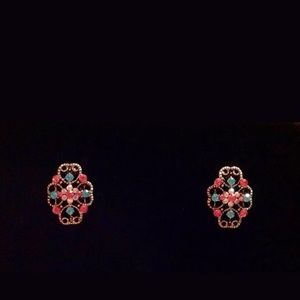 Vintage Gold Blue Topaz Fashion Stud Earrings